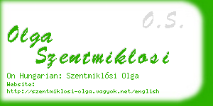 olga szentmiklosi business card